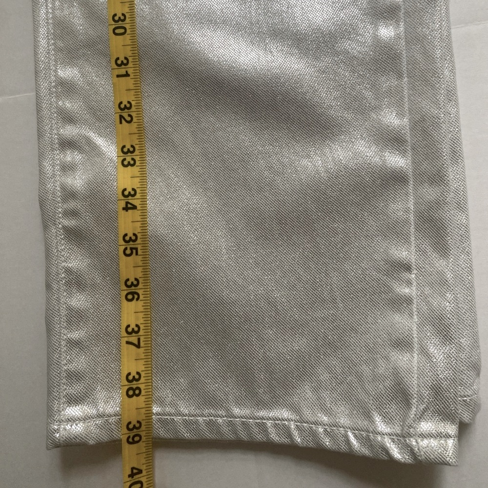 Rebecca Minkoff Women's Metallic Silver Jeans Size 14 NWT 100% Cotton Trendy Y2K - Picture 14 of 16